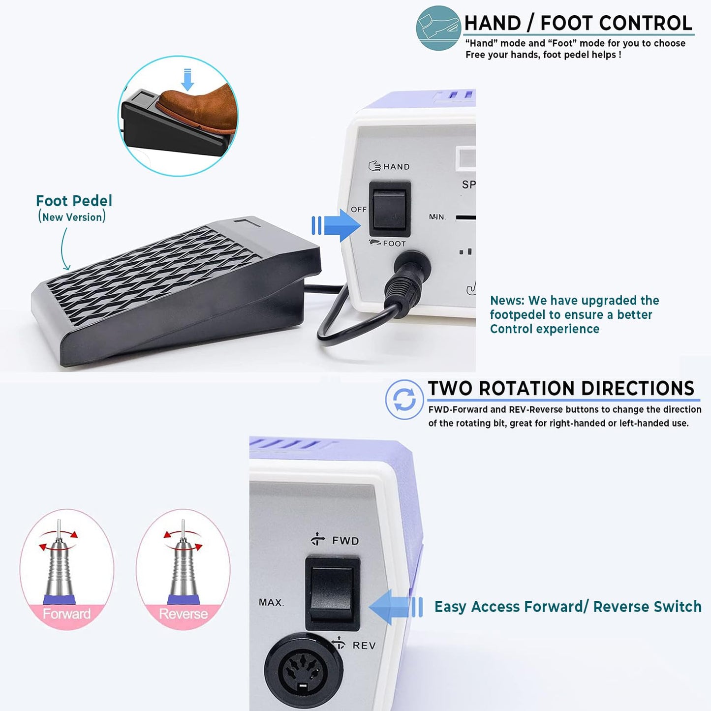 Upgraded Nail Drill Electric Nail File, JD700 Nail Drills for Acrylic Nails Professional 30000RPM Manicure Pedicure Grinding Tools Acrylic Nail Drill for Nail Dip Kit Acrylic Powder Poly Nail Gel B-01