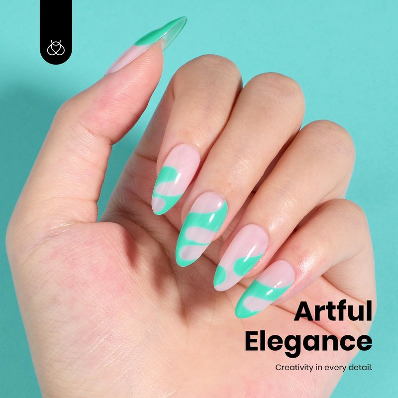 Beetles Green Teal Gel Nail Polish - Hema-Free Turquoise Mint Green Soak Off Gel Polish Island Reverie for DIY Manicure Salon 0.5Oz