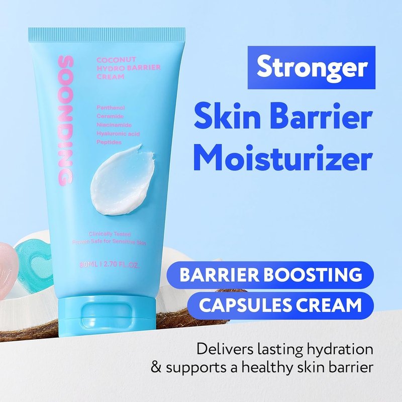 Skiennix Coconut Hydro Barrier Cream - Soothing Moisturizer with Panthenol & Ceramide | Non-Greasy, Fragrance-Free (80ml / 2.7 fl oz)