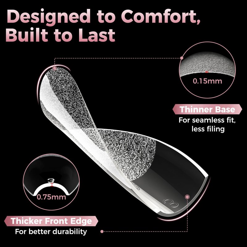Luckyfairy Medium Gel Coffin Nail Tips, 240pcs Soft Gel Pre-Shaped Acrylic Fake Nails, Half Matte Full Cover Clear Press on Flase Nail Tips for Extension Nail Manicure Home DIY 12 Sizes Gelly Tips