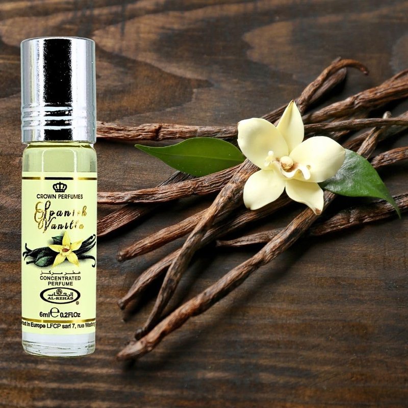 Al-Rehab Spanish Vanilla Perfume Oil 6ML (0.2 Oz) - Arabian Oils For Women - Long Lasting Concentrated Oil - A Luxurious Soft & Sweet Women's Fragrance For An Elegant Touch
