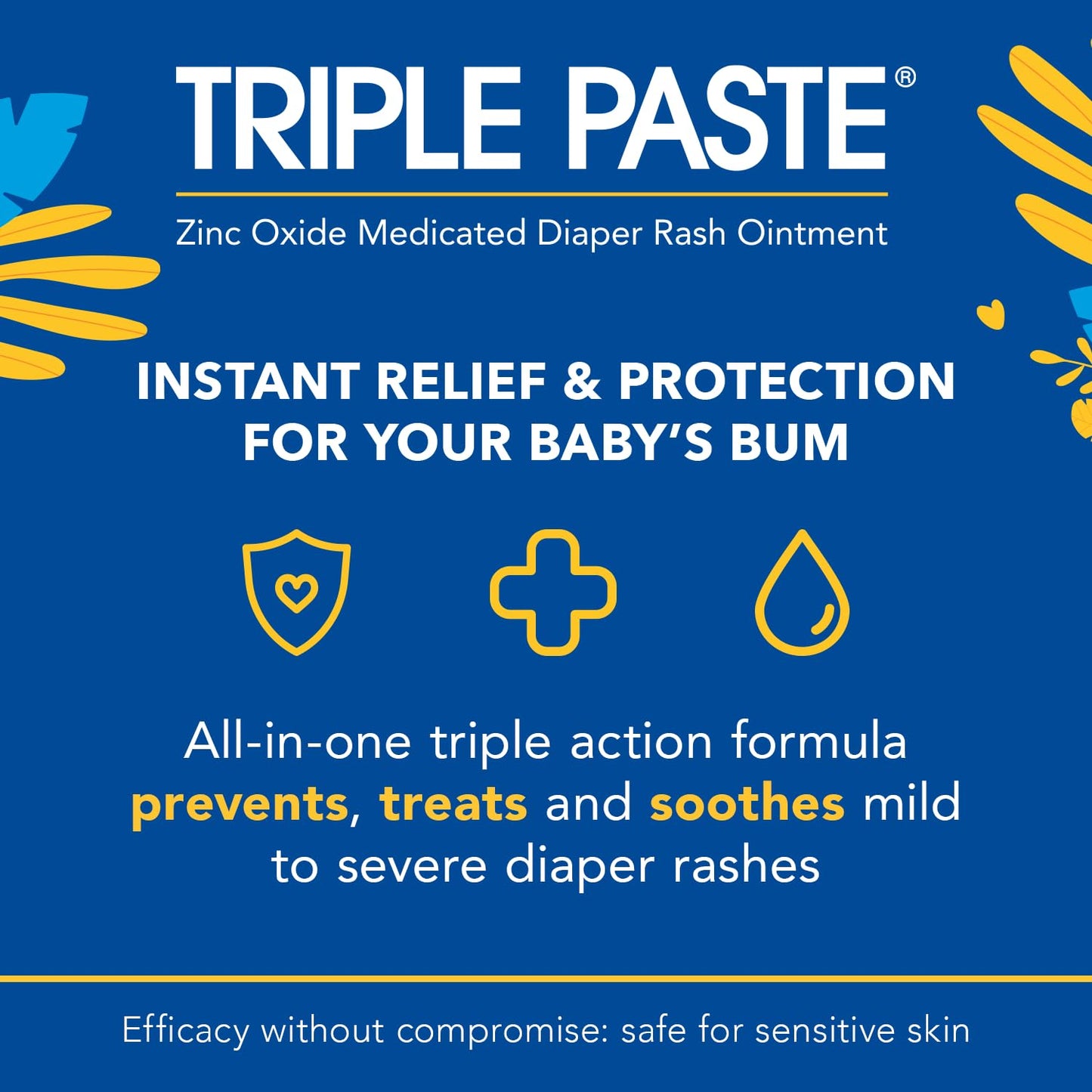 Triple Paste Diaper Rash Cream for Baby - 8 Oz Tub – Zinc Oxide Ointment Treats, Soothes & Prevents Diaper Rash, Pediatrician-Recommended Hypoallergenic Formula, Baby Essentials for Daily & Overnight