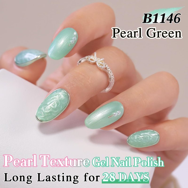 Gel Nail Polish - Double Rhythm 15ML Soak Off Pearl Green for DIY Manicure | Art Salon Quality