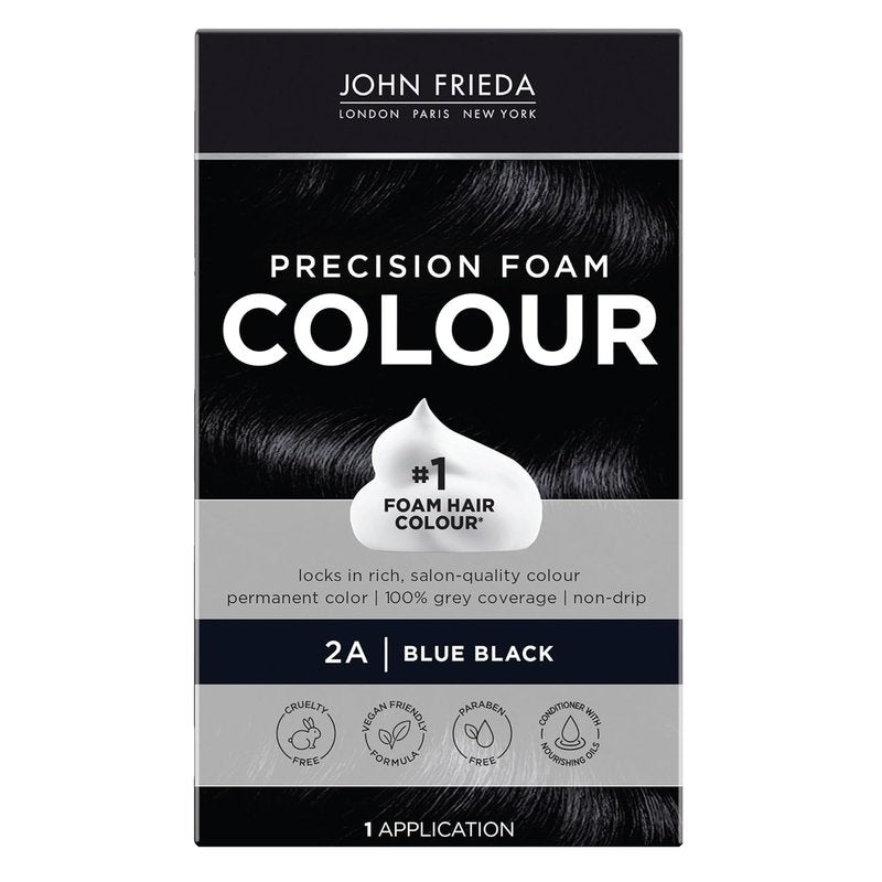 John Frieda Precision Foam Colour - Blue Black 2A Hair Color Kit | Full Coverage & Anti-Fade Gray Coverage