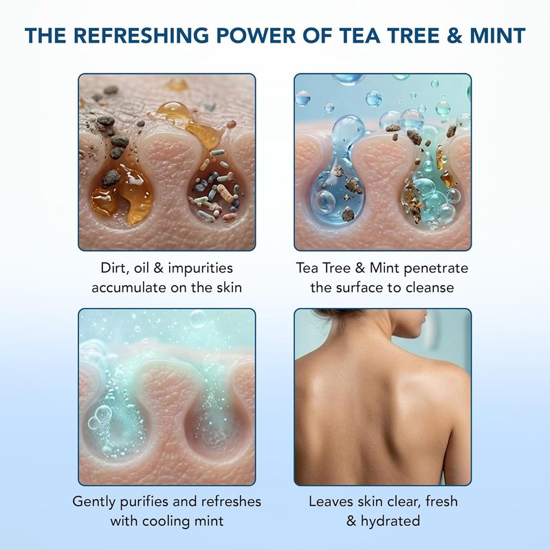 Botanic Hearth Tea Tree & Mint Body Wash - Refreshing Moisturizing Cleanser for Daily Use, 16 fl oz