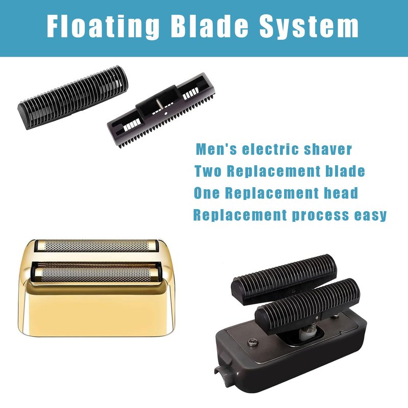 Shaver Replacement Foil and Cutters compatible with BaBylissPRO FXFS2 Electric Razors, Shaver Replacement Head compatible with BaBylissPRO Double Foil Shaver (Gold 2)