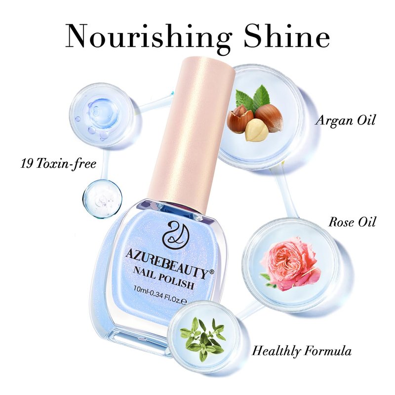 AZUREBEAUTY Nail Polish,Celestial Blue Quick Dry Complete Natural Super Lustrous ,Professional for DIY Manicure and Pedicure at Home