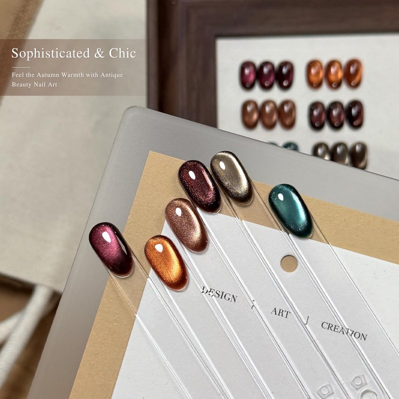 GAOY Glitter Cat Eye Gel Nail Polish Set with Magnet, 6 Colors Brown Green Purple Gold, Holographic Shimmer UV Soak Off Gel Polish for Salon & DIY Nail Art