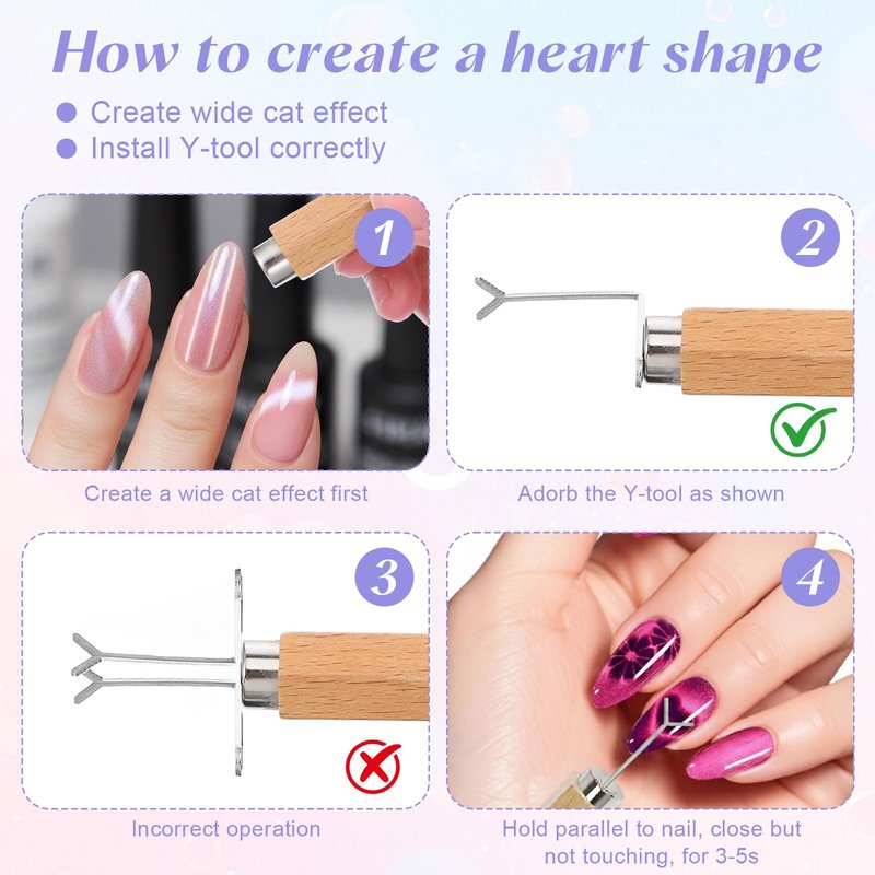 KFHENSOMR Cat Eye Magnets with Heart Shaped Cat-Eye Tool Cat Eye Gel Nail Polish Magnets Pen Multifunctional 3D Magnetic Nails Polish Stick for Home DIY Salon Studio Nails Art Design Tools