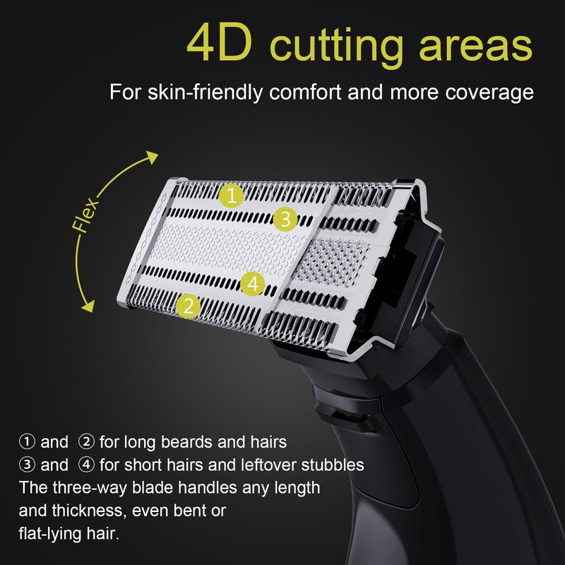 4 Pack Replacement Blades with 5 Guide Combs Guards Kit Compatible with Philips Norelco Oneblade QP2515,QP2520,QP2530,QP6510,QP6520,QP6530…Models.