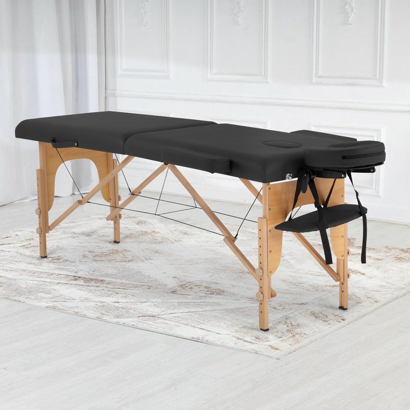 FDW Massage Bed Portable Massage Table 77" L 30" W 2" THK Lash Bed 2 Folding Height Adjustable PU Leather Spa Tables Foldable with Oxford Bag for Spa Footmassage Facial CareSpa Tattoo