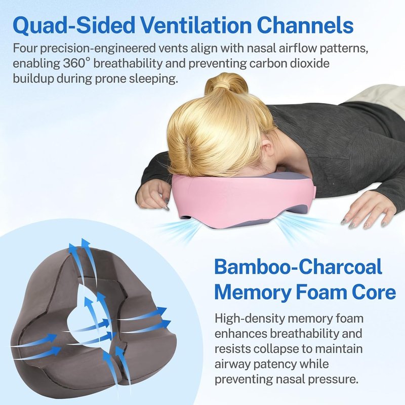 Skiennix Adjustable Face Down Pillow - Memory Foam Massage Cushion for Eye Surgery Recovery | Removable Cover