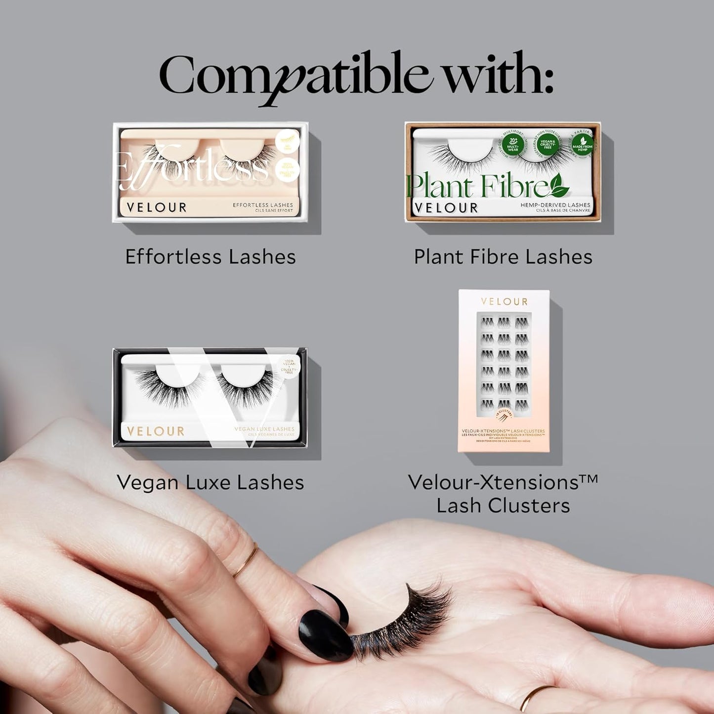 Velour Strong Eyelash Glue - Super Hold Vegan Adhesive with Brush-On Applicator | Latex-Free for Strip and Individual Lashes (White)