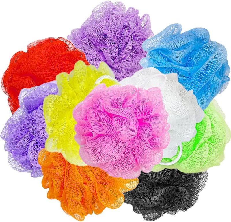 Skiennix Bath Loofah Set - 10 Colorful Exfoliating Sponges for Kids & Adults | Soft Mesh Design