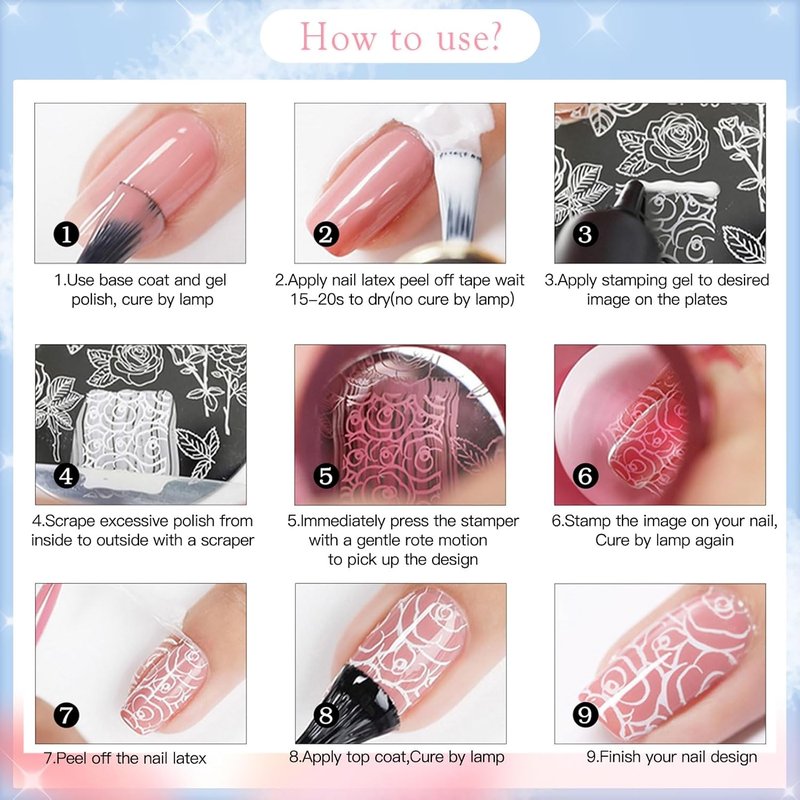 Biutee Nail Stamping Kit - 15 Floral & Animal Plates with Clear Stamper & Scrapers | DIY Nail Art for Beginners