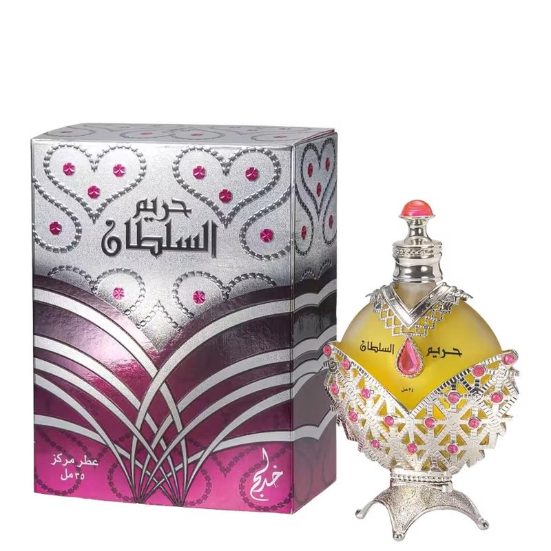 Khadlaj Perfumes Hareem Al Sultan Silver - Floral, Rose, Musky, Sweet & Woody- – Long-Lasting Concentrated Perfume Oil for Unisex, 1.18 Ounce