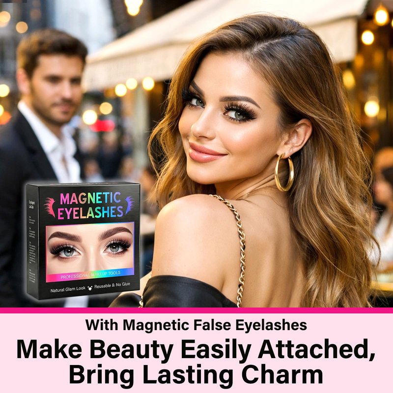 Magnetic Eyelashes with Applicator - Natural Look, No Glue or Eyeliner Needed, Lightweight & Waterproof Reusable False Lashes for Beginners