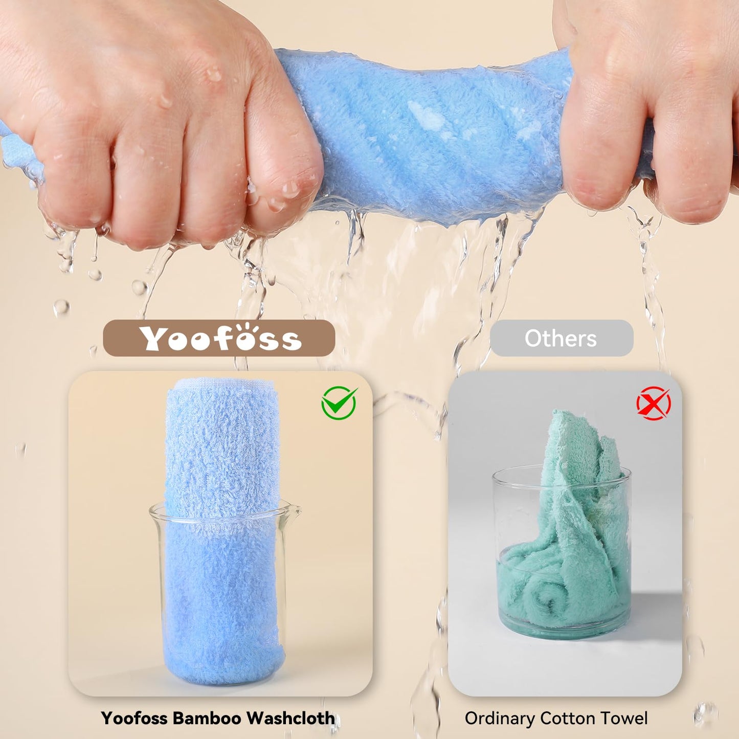 Yoofoss Luxury Washcloths Towel Set 10 Pack Baby Wash Cloth for Bathroom-Hotel-Spa-Kitchen Multi-Purpose Fingertip Towels & Face Cloths