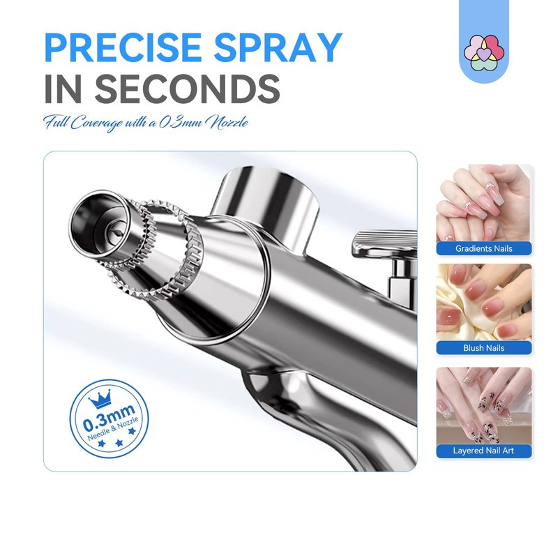 SAVILAND 25 PSI Airbrush for Nails: Rechargeable Nail Airbrush Machine 3 High-Pressure Modes Cordless Airbrush Kit with Compressor 0.3 mm Nano Nozzle Airbrush Paint Airbrush Makeup for Nails Art
