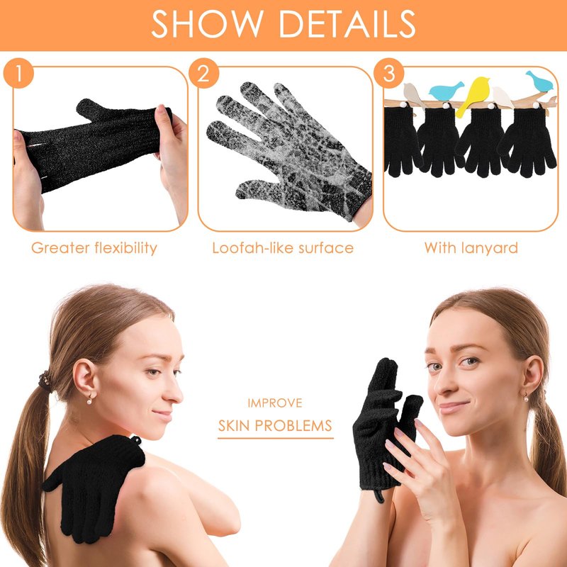 FoldTier 200 Pcs Exfoliating Gloves Bulk for Shower Body Double Sided Gloves Exfoliating Bath Mitt with Hanging Loop Bath for Women Men Bathing Skin Scrubber Accessories Beauty Spa(Multicolor)