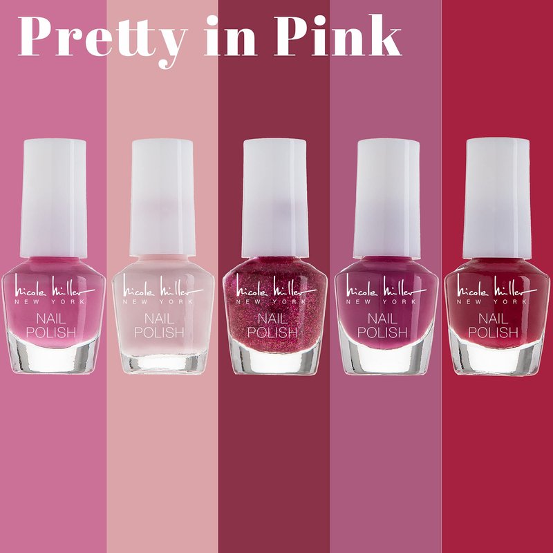 Nicole Miller Mini Nail Polish Set – Glossy, Vibrant Colors for Fingernails & Toenails, Floral Collection