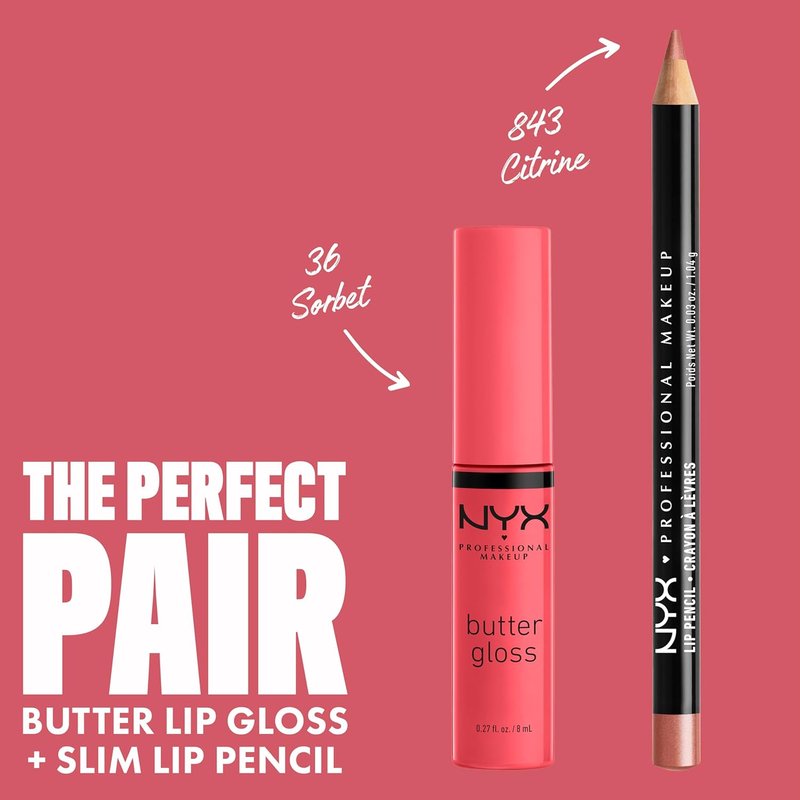 NYX PROFESSIONAL MAKEUP Butter Gloss - Non-Sticky Lip Gloss in Vibrant Sorbet Coral