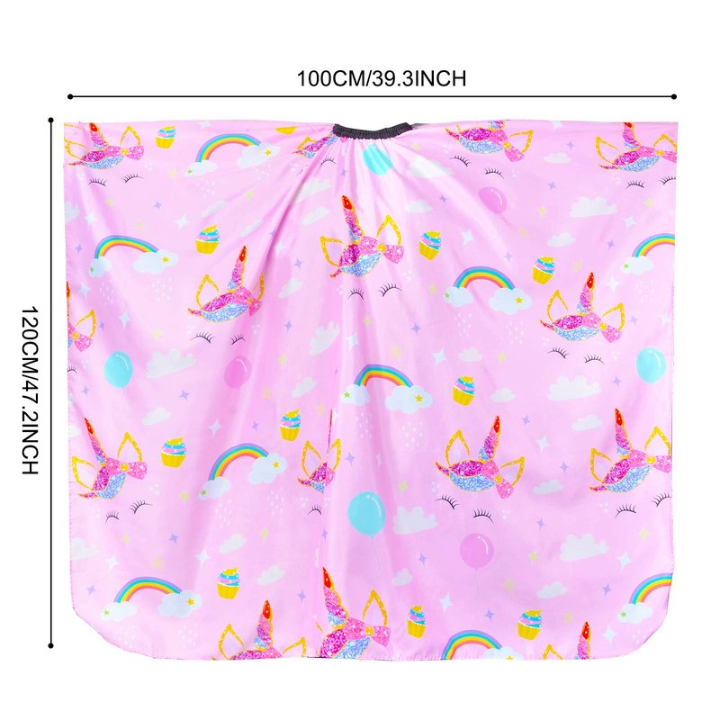 PAMAID Kids Haircut Cape Waterproof Barber Cape Cover, Unicorn Hair Cutting Cape for Girls with Adjustable Snap Closure (Unicorn)