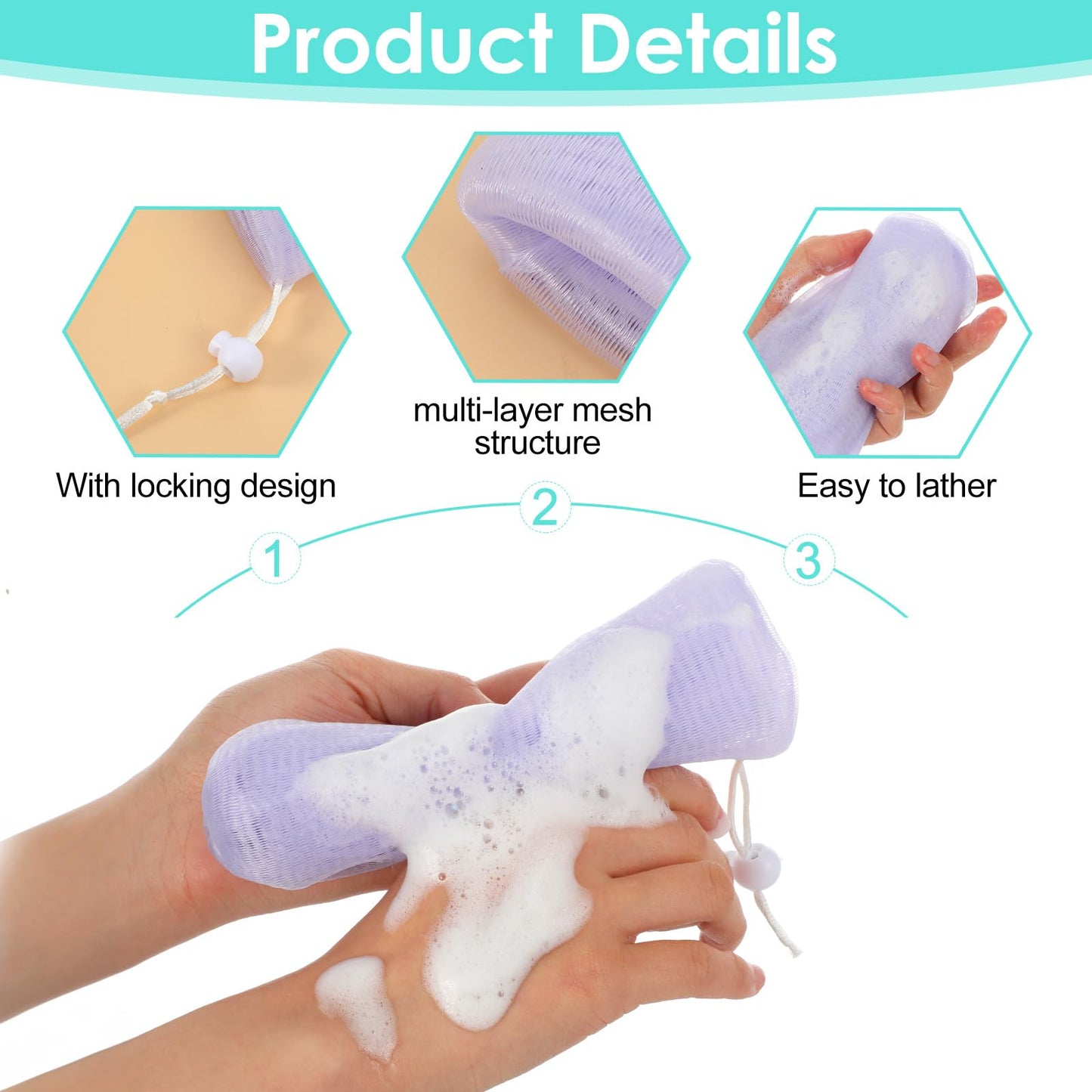 Soap Savers for Bars Soaps, 7 PCS Exfoliating Mesh Bar Soap Pouch Pocket Soap-Foaming Nets Sleeve Multicolor Bar Soaps Holder with Drawstring for Bath Shower Facial Cleaning Body Wash