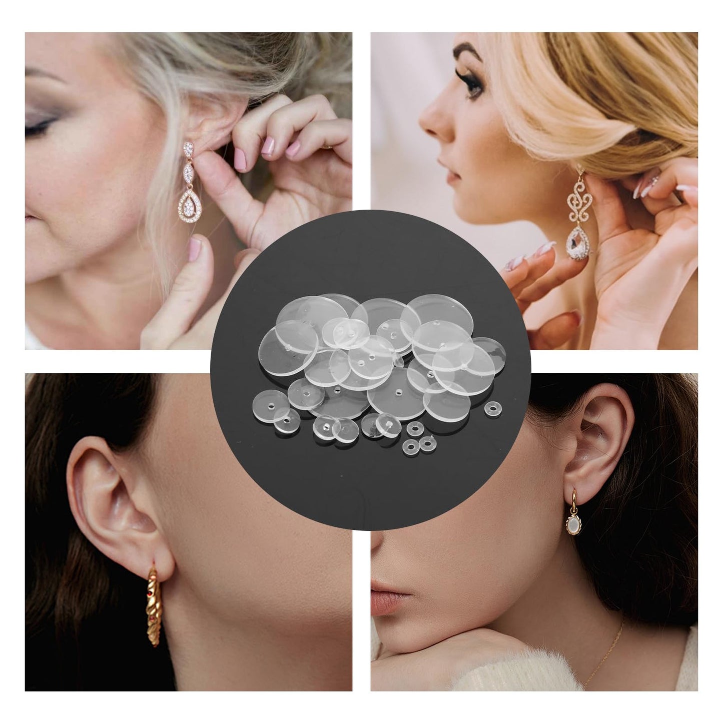 Clear Piercing Disc for Piercing Bump Silicone Healing Non Pull Piercings Discs Pressure Silicone Earrings Clear Disc Pads for Keloids Healing Pads, 30Pcs 3mm/5mm/7mm/9mm/12mm/14mm