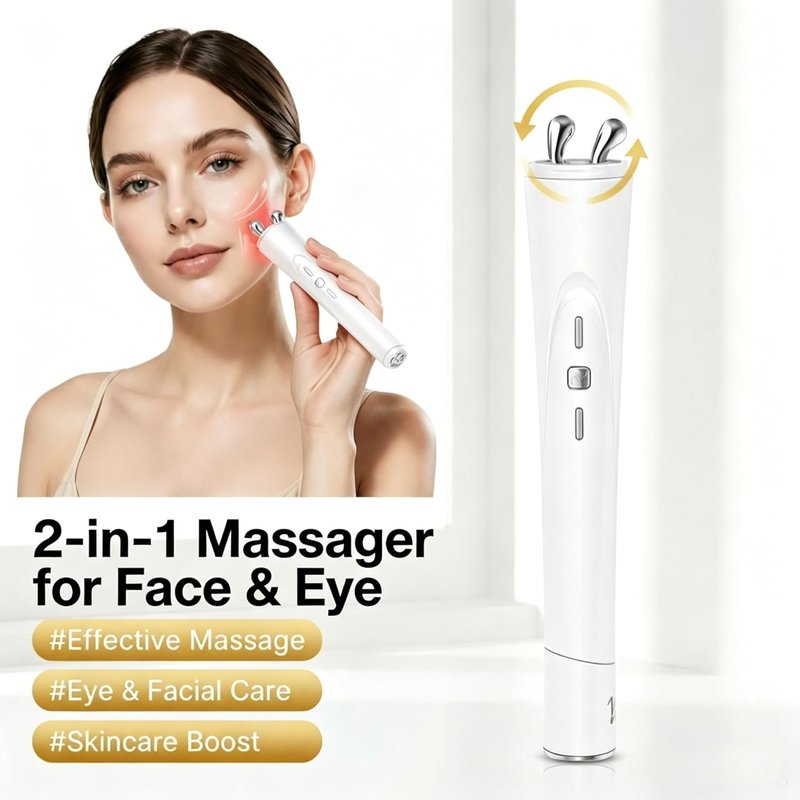 Skiennix 2-in-1 Facial & Eye Massager - Red Light & Vibration for Puffiness Relief | Sculpting Tool for Fine Lines & Wrinkles