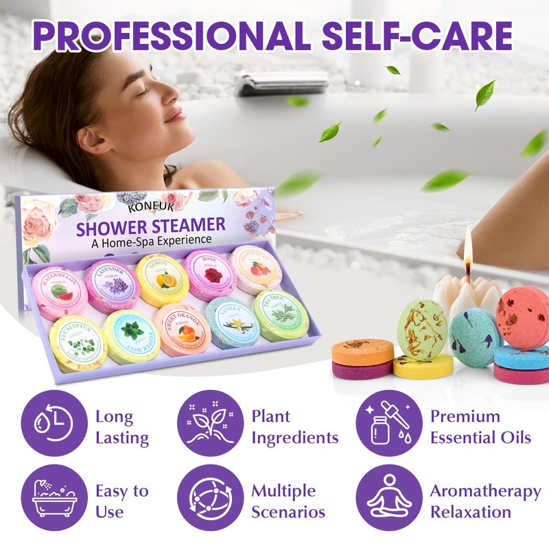 10 Pack Shower Steamers Aromatherapy Gifts for Women, Shower Bombs with Essential Oils, Self Care, Relaxation SPA, Stocking Stuffers and Christmas Gifts