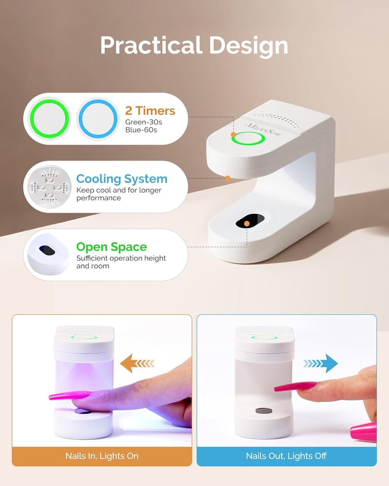 MelodySusie Cordless UV Nail Lamp - Mini Rechargeable LED Light with Smart Sensor & 2 Timers | Perfect for Soft Gels & Rhinestone Glue