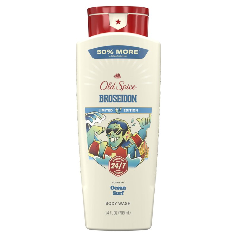Old Spice Body Wash for Men, Summerdudes, 24/7 Shower Fresh with Daily Use, Long Lasting Scent, Cleanse & Refresh Skin, VIP Festival Experience, Broseidon with Ocean Surf Scent, 24 oz