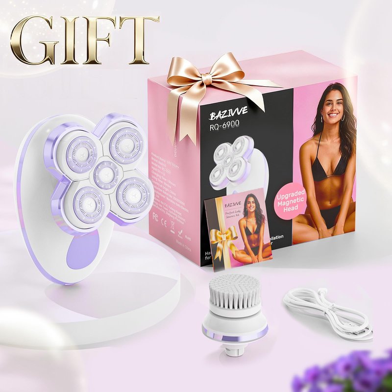 Electric Razors for Women - Upgraded Electric Shaver for Women with Magnetic Heads, Rotary Hair Remover Kit for Legs Bikini Face, Lady Trimmer for Sensitive Skin, Detachable and Waterproof, Lavender