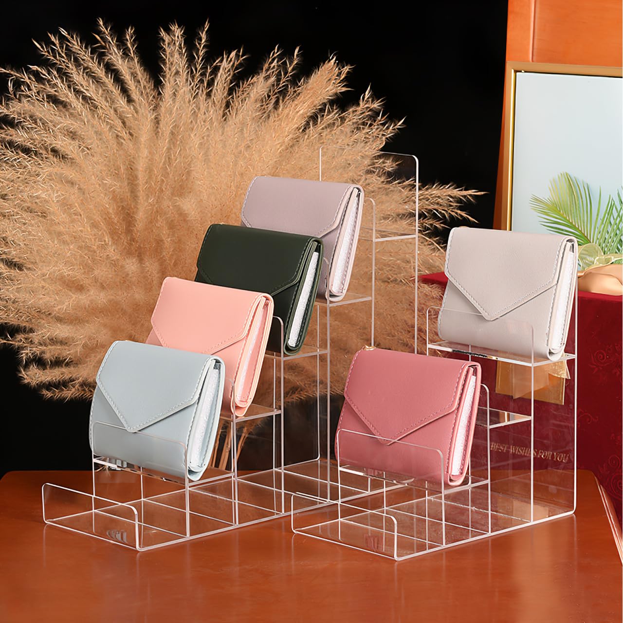 Cabilock 4-Tier Clear Acrylic Display Riser, Sturdy Tiered Organizer for Perfume Makeup Jewelry, Desktop/Retail Counter Display Stand for Home & Vendor