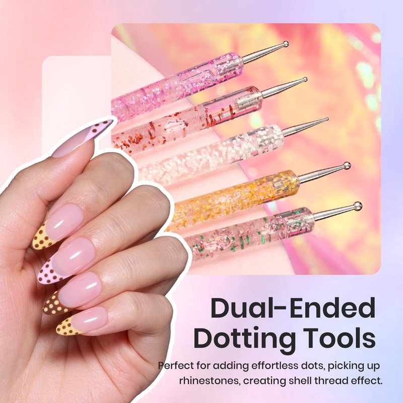 Beetles 31pcs Nail Art Brushes, Dotting Tools, Nail Art Pens, Dust Brush, Striping Liner Fingernail Drawing Pens with Palette Holder All in One for Starter Manicure Design Set