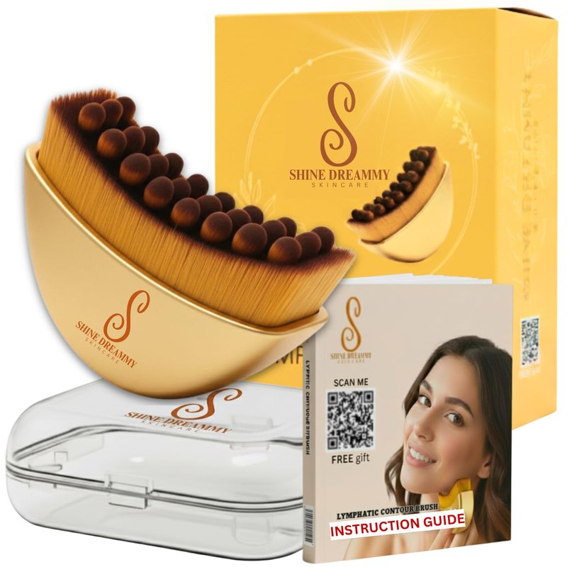 Lymphatic Contour Face Brush-Instruction Included-for Facial Sculpting. Anti-Puffiness, Detox & Lift, Improves Skin Glow & Absorption. Guasha Depuff Lift Brush for Face Neck Chin Massage Tool