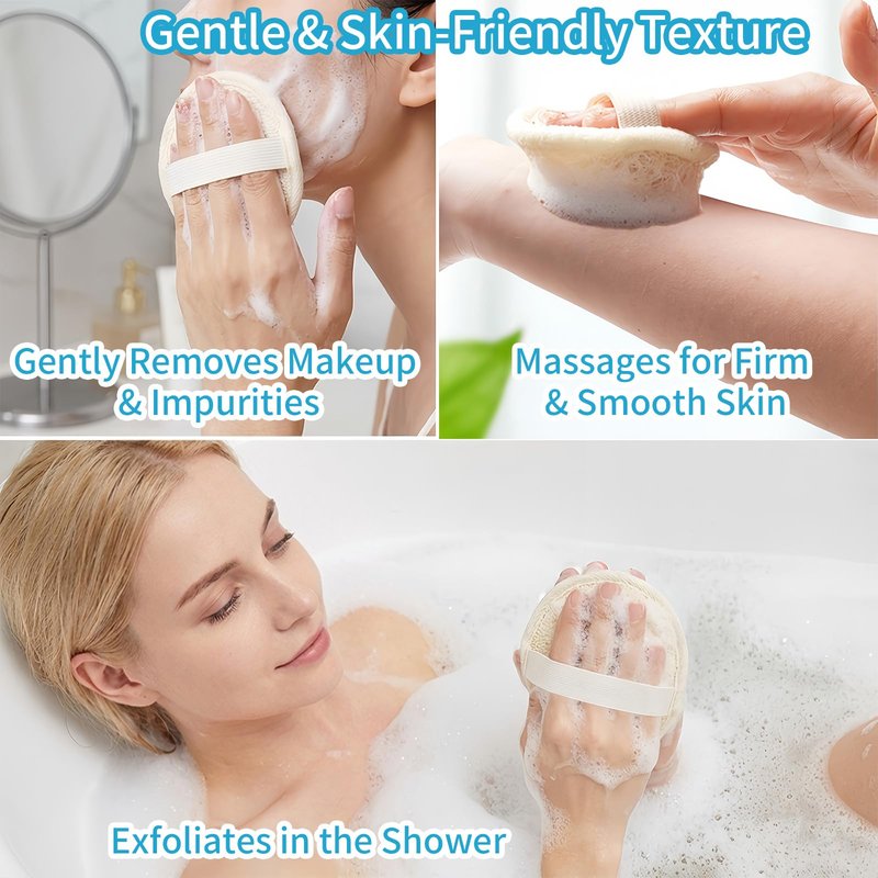 Natural Loofah Face Scrubber,Exfoliating Facial Scrub Pads Made from Organic Luffa for Women and Men (3.35", 6Pack)