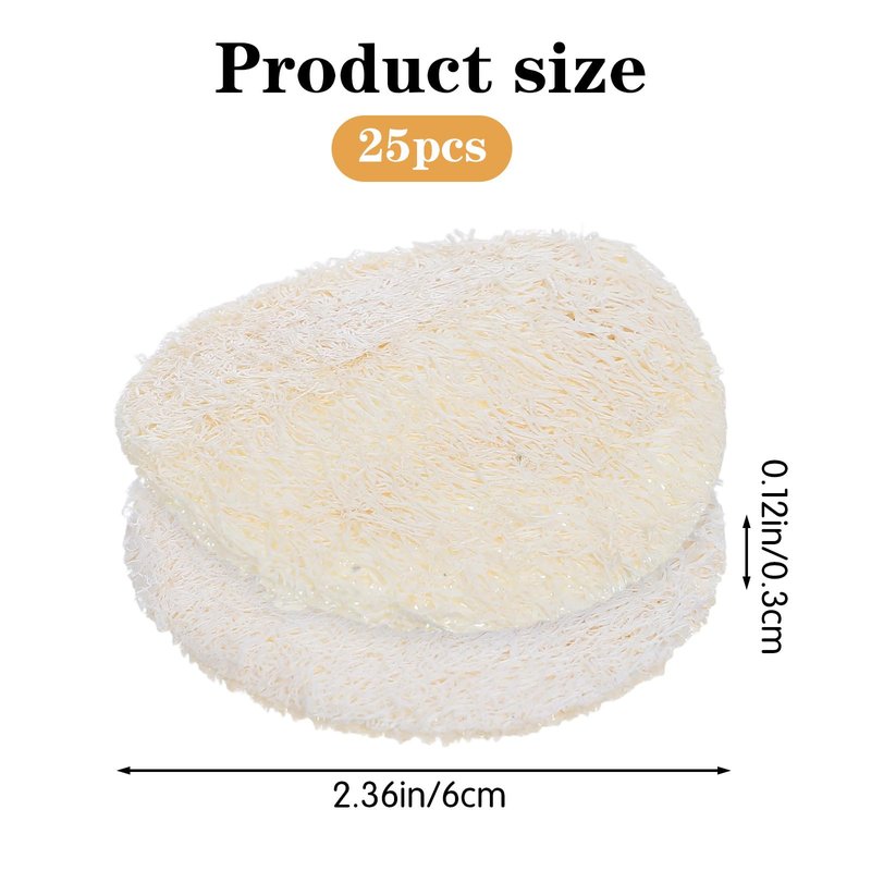 25 Pack Facial Sponge Scrubber Natural Loofah Exfoliating Face Pads Gentle Body Facial Brush Scrubbers Round Makeup Bathing Loofah for Bath Shower Spa Dead Skin Removal Women Men Cleansing
