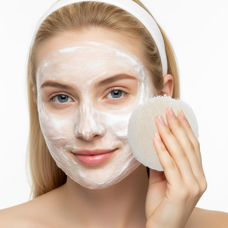 25 Pack Facial Sponge Scrubber Natural Loofah Exfoliating Face Pads Gentle Body Facial Brush Scrubbers Round Makeup Bathing Loofah for Bath Shower Spa Dead Skin Removal Women Men Cleansing