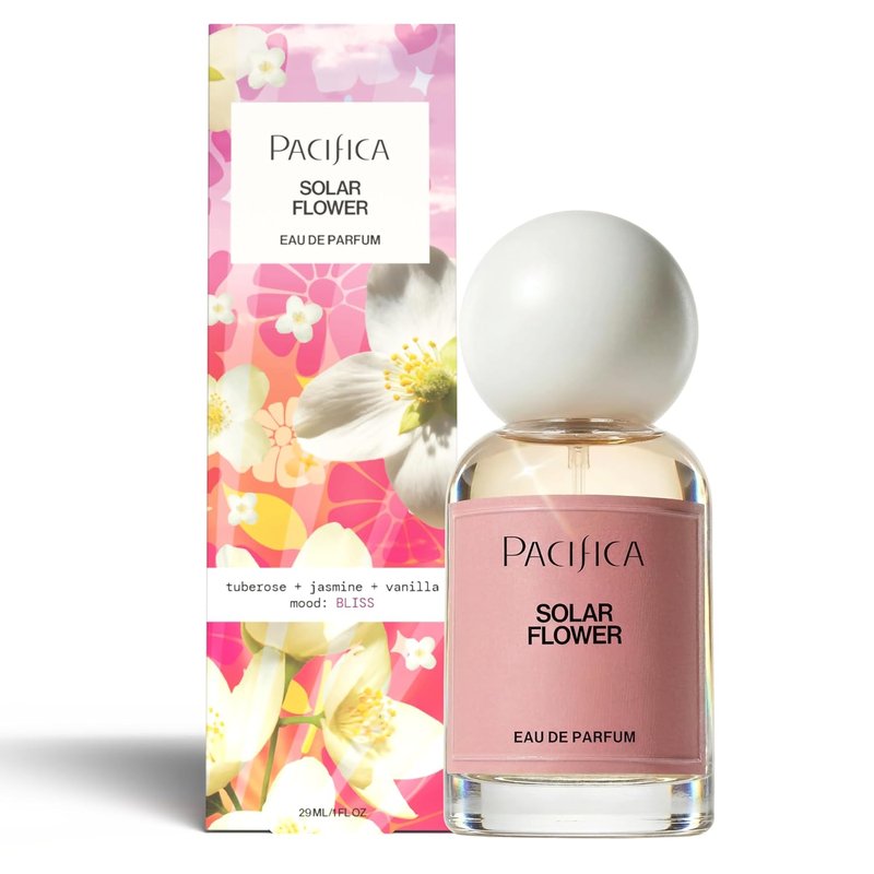 Pacifica Solar Flower Eau de Parfum - Floral Jasmine & Bergamot Spray, Vegan & Long-Lasting, 1 Fl Oz