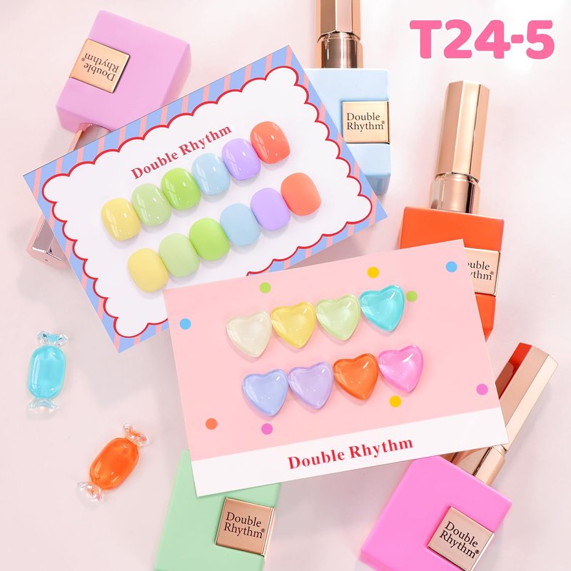 Double Rhythm 28Pcs 0.5Oz Gel Nail Polish Set Same Color Same Bottle Gel Polish Kit Nail Art Manicure Salon DIY at Home for Women (Pastel Candy Collection-T24-5)