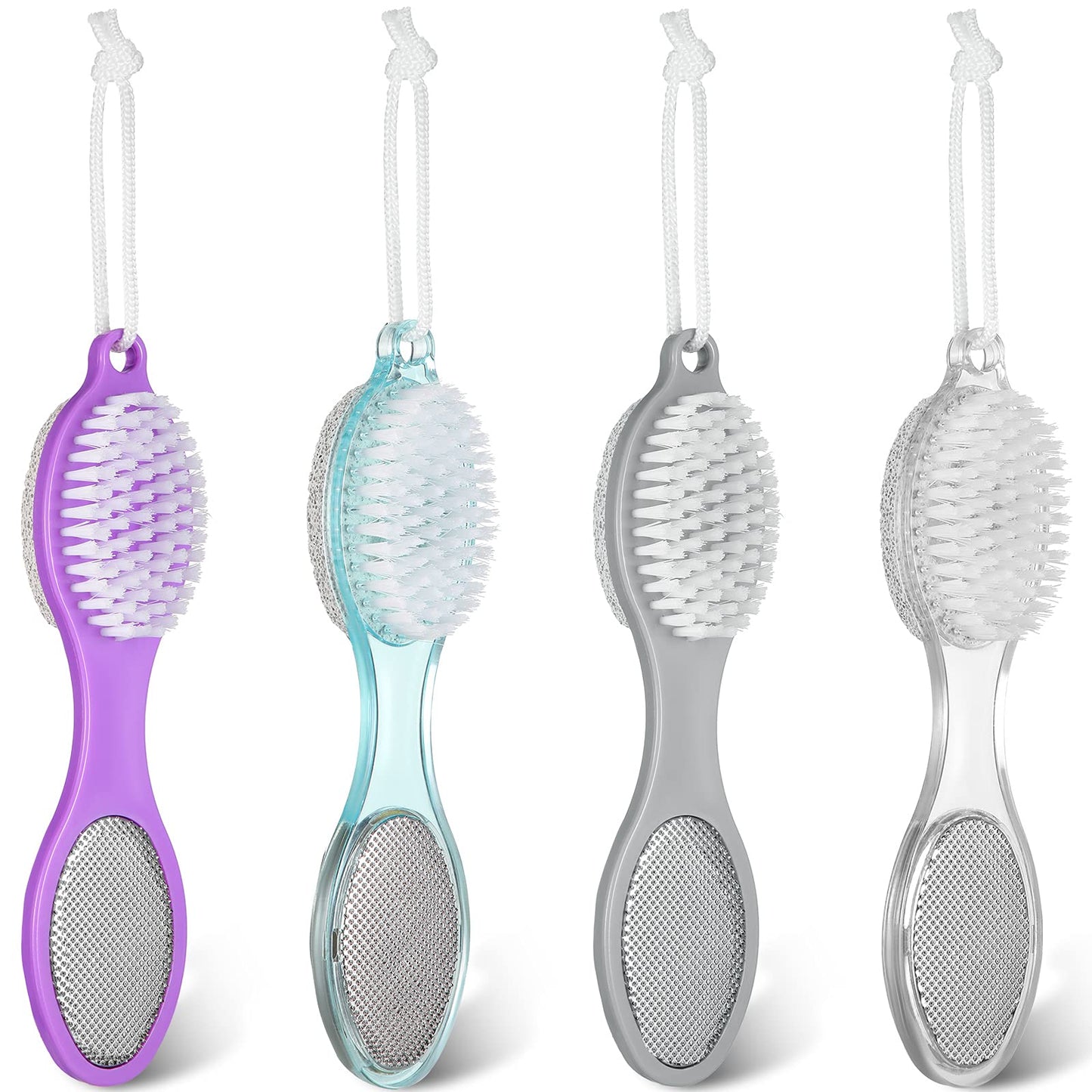 Sieral 4 Pcs Foot Scrubber 4 in 1 Feet Brush for Use in Shower with Pumice Stone, Foot Rasp and Sandpaper, Feet Scrubber Brush for Dead Skin and Shower, Skin Remover