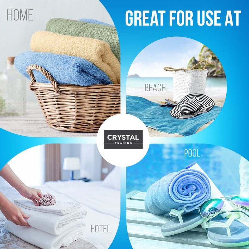 CrystalTowels 7-Pack: 27" x 52" 100% Cotton Extra-Absorbent Bath Towels (Brights)