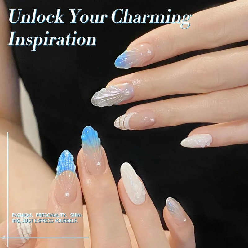 Born Pretty Neon Green & Blue Gel Nail Polish - 6 Colors with Shimmer Pearl Glitter for DIY Nail Art