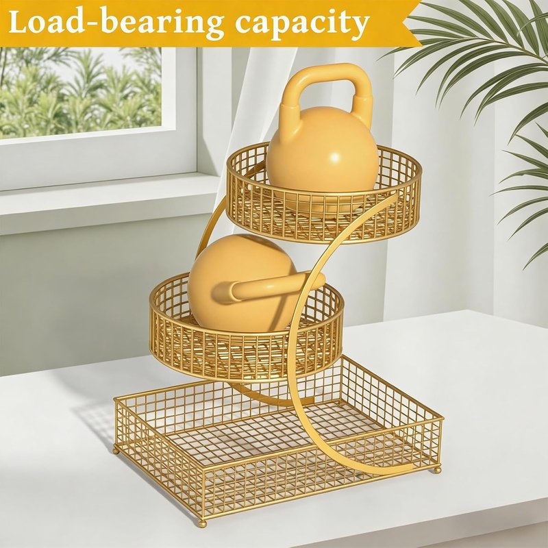 BCWW Makeup Organizer - 3-Tier Countertop Storage for Cosmetics & Skincare | Elegant Gold Finish