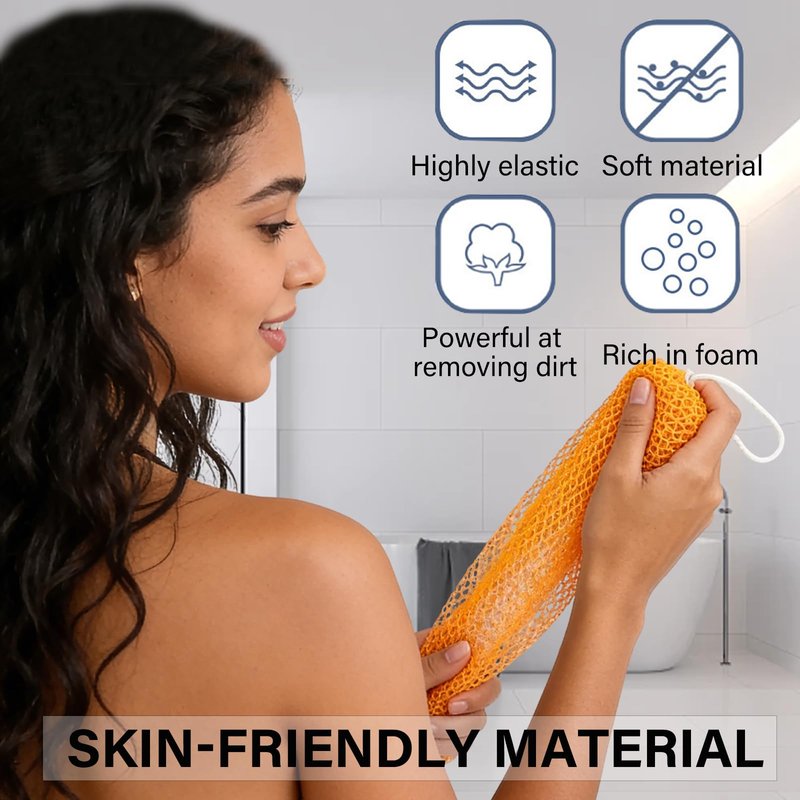 Ember and Root African Exfoliating Body Net Sponge, Ember and Root African Net Sponge, Exfoliating Towel, Exfoliating Washcloth Face & Body Scrub Towel for All Skin Types, Gentle Exfoliation (Bronze)