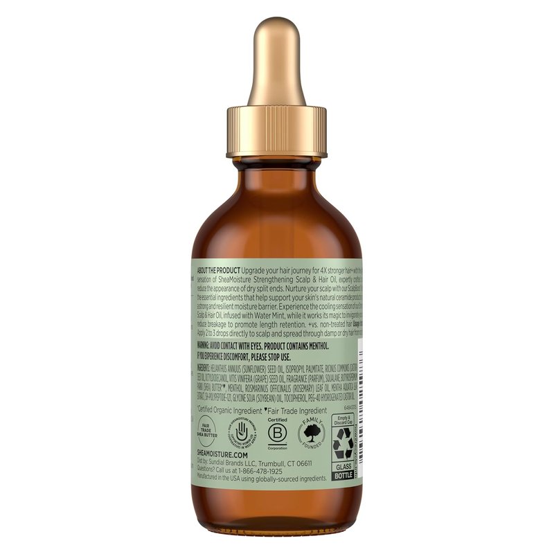 Shea Moisture Strengthening Scalp & Hair Oil - Rosemary & Vegan Collagen | 2 Fl Oz for Scalp Protection & Hair Strengthening