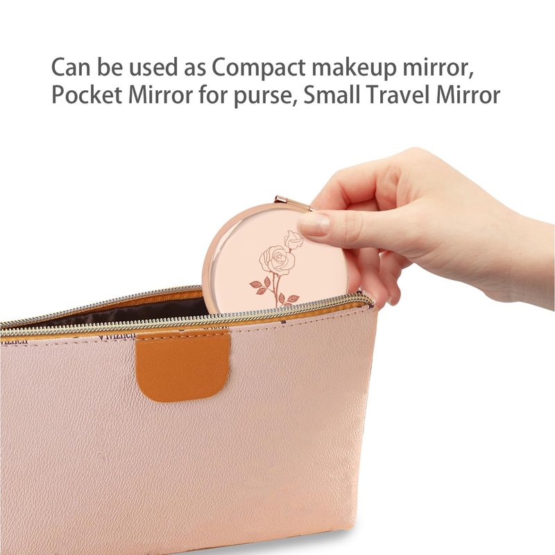 PDOZV Compact Mirror Round 2.6” 1X/2X Engraved Pocket Mirror Gifts for Bridesmaid Birthday Anniversary Mothers Day for Women Mom Wife (RG01)