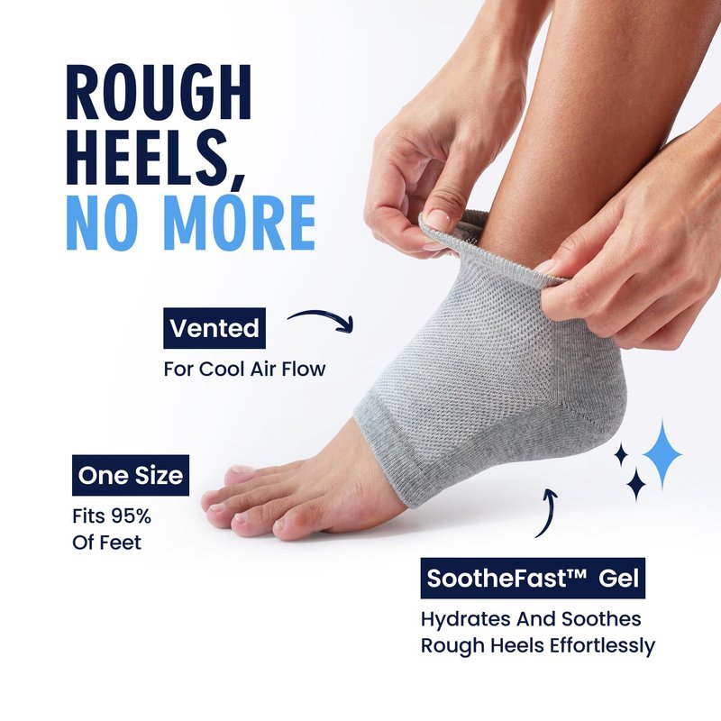 Dr. Frederick's Moisturizing Heel Socks - Olive Oil & Vitamin E Infused for Dry Cracked Heels | 2 Pairs